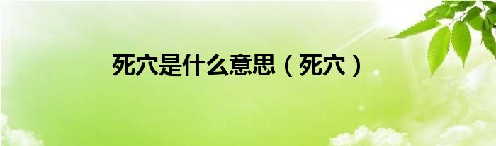 死穴是什么意思（死穴）