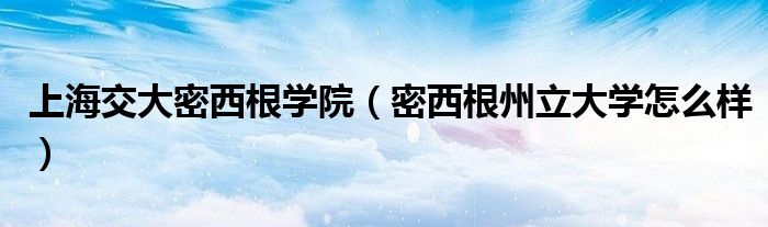 上海交大密西根学院(密西根州立大学怎么样)