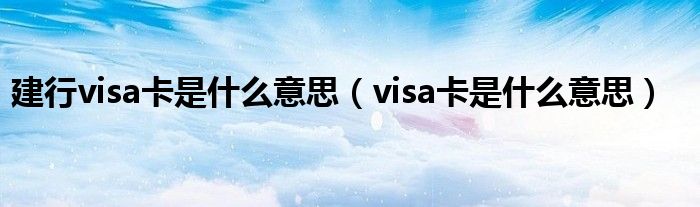 建行visa卡是什么意思(visa卡是什么意思)