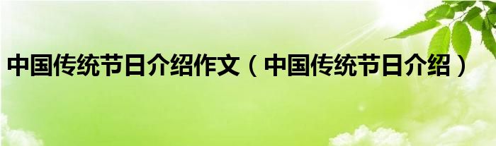 中国传统节日介绍作文(中国传统节日介绍)
