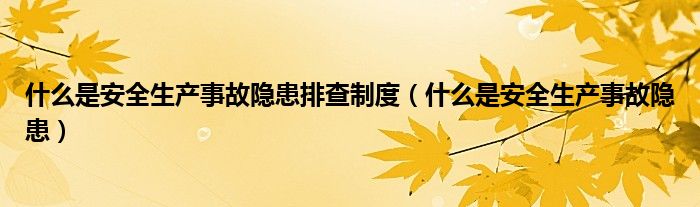 什么是安全生产事故隐患排查制度(什么是安全生产事故隐患)
