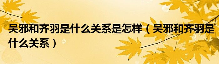 吴邪和齐羽是什么关系是怎样(吴邪和齐羽是什么关系)
