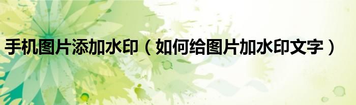 手机图片添加水印(如何给图片加水印文字)