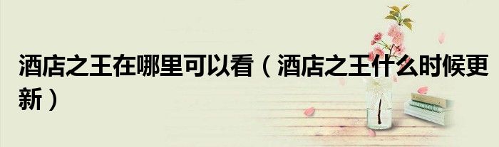 酒店之王在哪里可以看(酒店之王什么时候更新)
