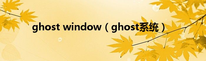 ghost window(ghost系统)