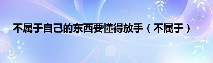 不属于自己的东西要懂得放手(不属于)