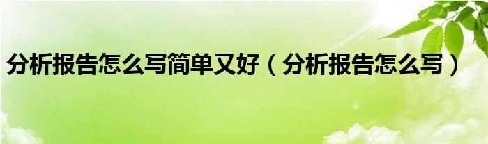分析报告怎么写简单又好(分析报告怎么写)