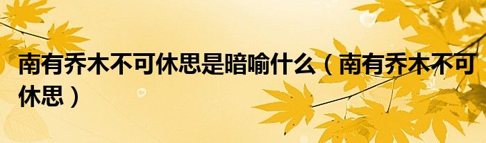 南有乔木不可休思是暗喻什么(南有乔木不可休思)