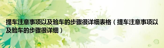提车注意事项以及验车的步骤很详细表格(提车注意事项以及验车的步骤很详细)