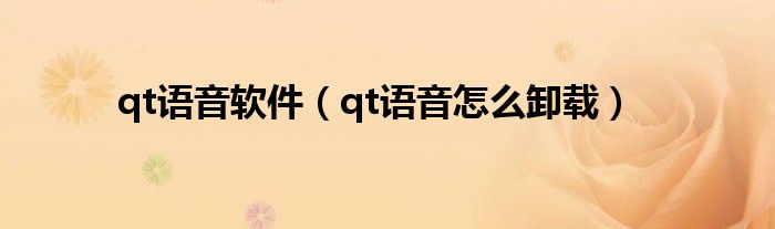 qt语音软件(qt语音怎么卸载)