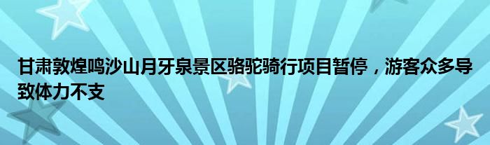 甘肃敦煌鸣沙山月牙泉景区骆驼骑行项目暂停,游客众多导致体力不支
