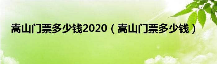 嵩山门票多少钱2020(嵩山门票多少钱)