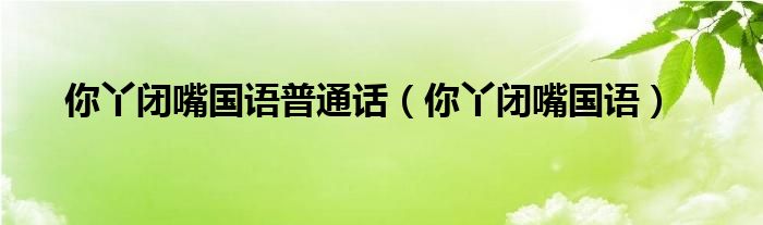 你丫闭嘴国语普通话(你丫闭嘴国语)