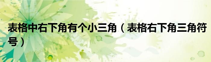 表格中右下角有个小三角(表格右下角三角符号)