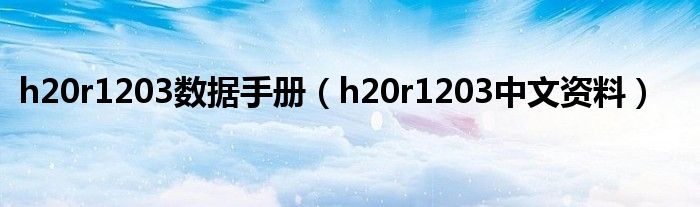 h20r1203数据手册（h20r1203中文资料）