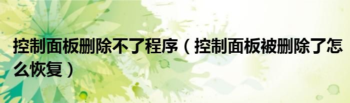 控制面板删除不了程序(控制面板被删除了怎么恢复)