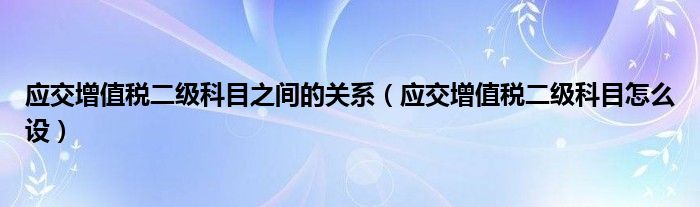 应交增值税二级科目之间的关系（应交增值税二级科目怎么设）