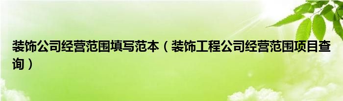 装饰公司经营范围填写范本(装饰工程公司经营范围项目查询)