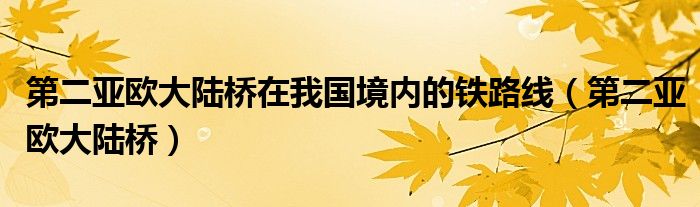 第二亚欧大陆桥在我国境内的铁路线（第二亚欧大陆桥）