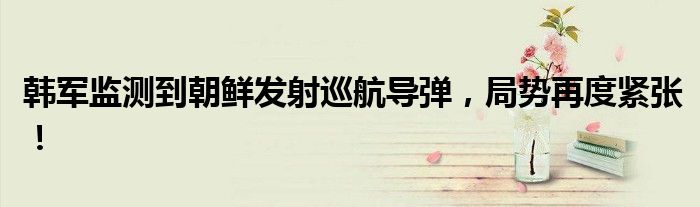 韩军监测到朝鲜发射巡航导弹,局势再度紧张!