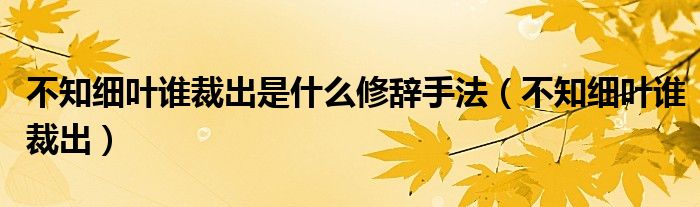 不知细叶谁裁出是什么修辞手法(不知细叶谁裁出)