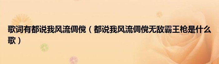 歌词有都说我风流倜傥(都说我风流倜傥无敌霸王枪是什么歌)