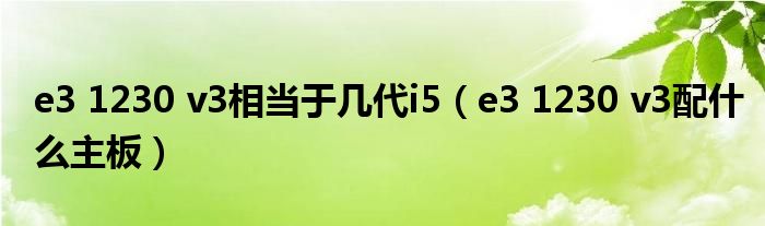 e3 1230 v3相当于几代i5(e3 1230 v3配什么主板)