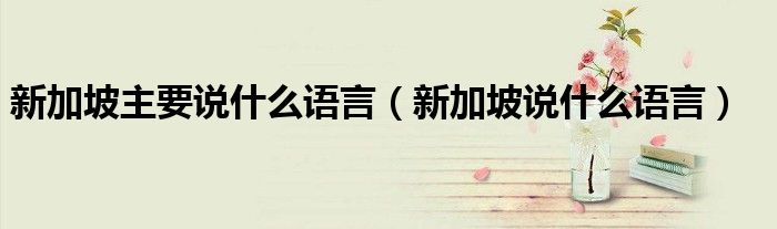 新加坡主要说什么语言(新加坡说什么语言)