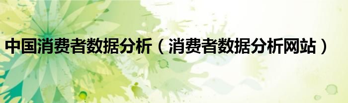 中国消费者数据分析(消费者数据分析网站)