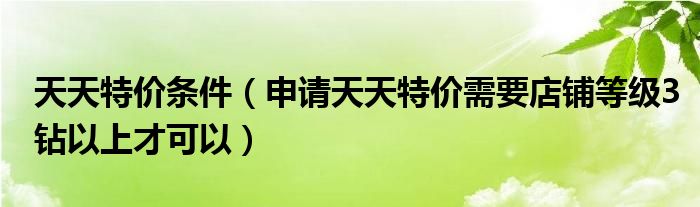 天天特价条件(申请天天特价需要店铺等级3钻以上才可以)