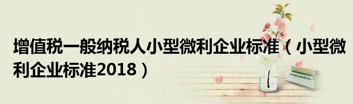 增值税一般纳税人小型微利企业标准(小型微利企业标准2018)