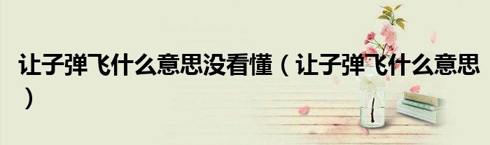让子弹飞什么意思没看懂(让子弹飞什么意思)