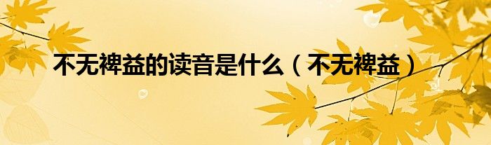 不无裨益的读音是什么(不无裨益)