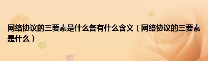 网络协议的三要素是什么各有什么含义(网络协议的三要素是什么)