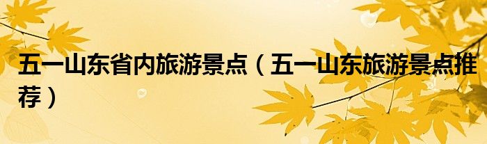 五一山东省内旅游景点(五一山东旅游景点推荐)