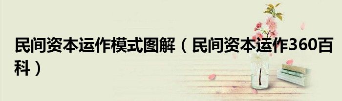 民间资本运作模式图解(民间资本运作360百科)
