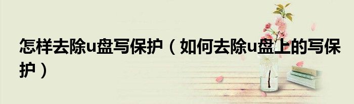 怎样去除u盘写保护(如何去除u盘上的写保护)