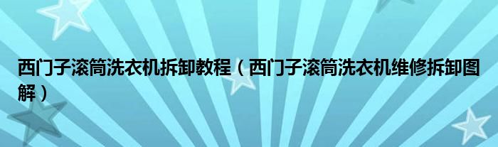 西门子滚筒洗衣机拆卸教程（西门子滚筒洗衣机维修拆卸图解）