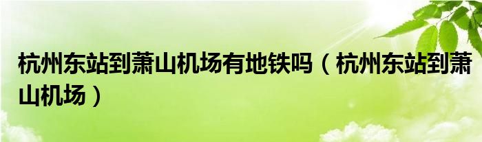 杭州东站到萧山机场有地铁吗(杭州东站到萧山机场)