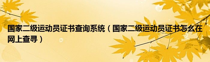 国家二级运动员证书查询系统（国家二级运动员证书怎么在网上查寻）