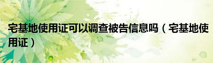 宅基地使用证可以调查被告信息吗(宅基地使用证)