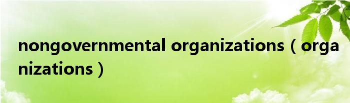 nongovernmental organizations(organizations)