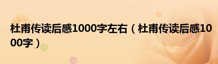 杜甫传读后感1000字左右（杜甫传读后感1000字）