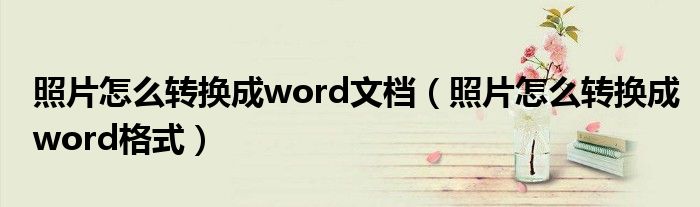 照片怎么转换成word文档（照片怎么转换成word格式）