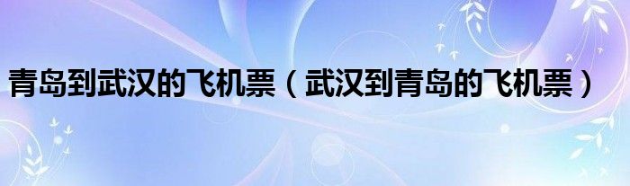 青岛到武汉的飞机票（武汉到青岛的飞机票）