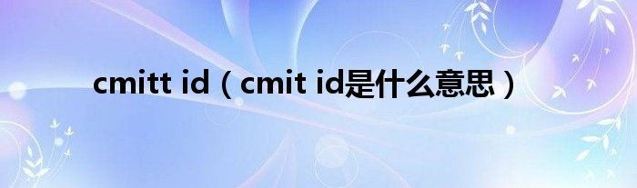 cmitt id(cmit id是什么意思)