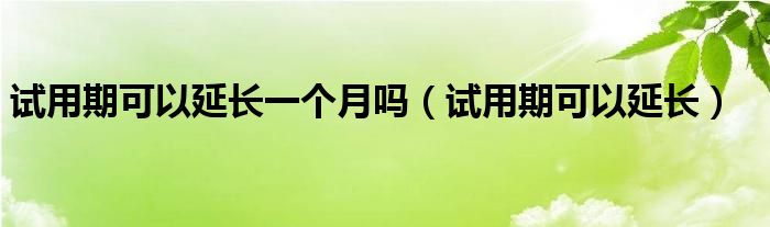 试用期可以延长一个月吗(试用期可以延长)