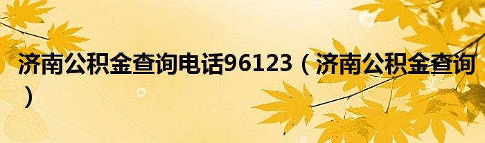 济南公积金查询电话96123（济南公积金查询）