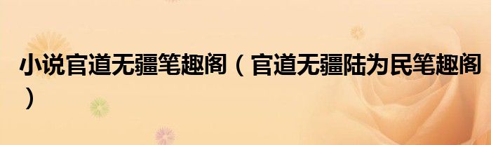 小说官道无疆笔趣阁(官道无疆陆为民笔趣阁)