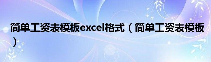 简单工资表模板excel格式(简单工资表模板)